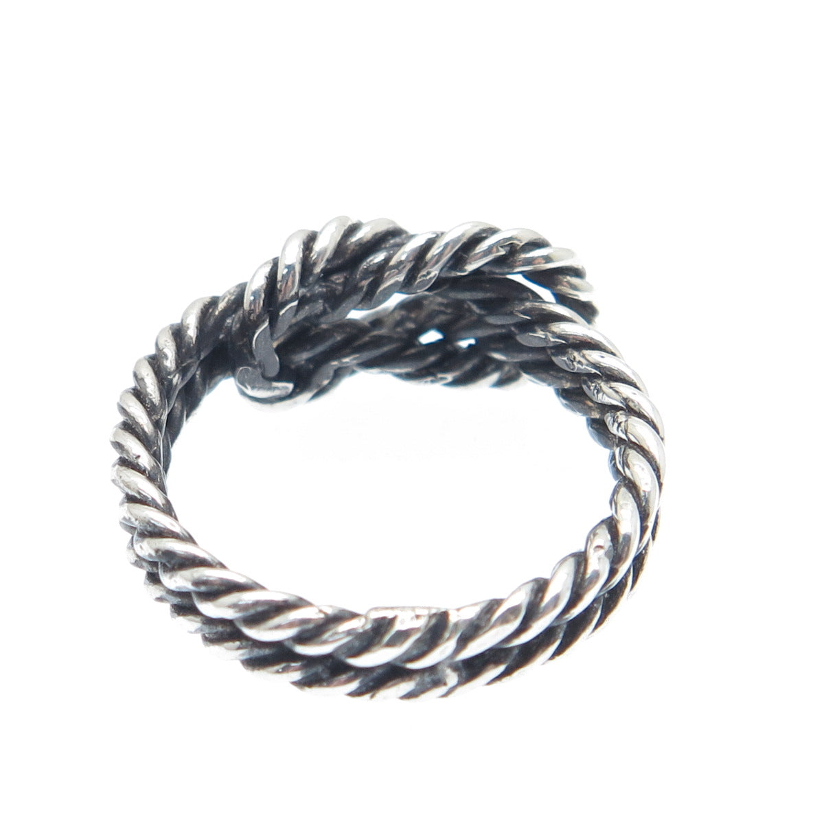 925 Sterling Silver Vintage Twisted Love Knot Oxidized Ring Size 6.5