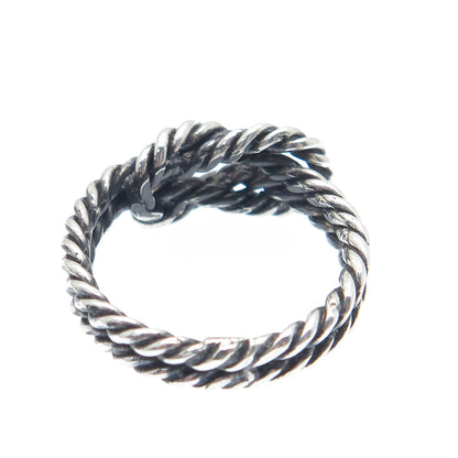 925 Sterling Silver Vintage Twisted Love Knot Oxidized Ring Size 6.5
