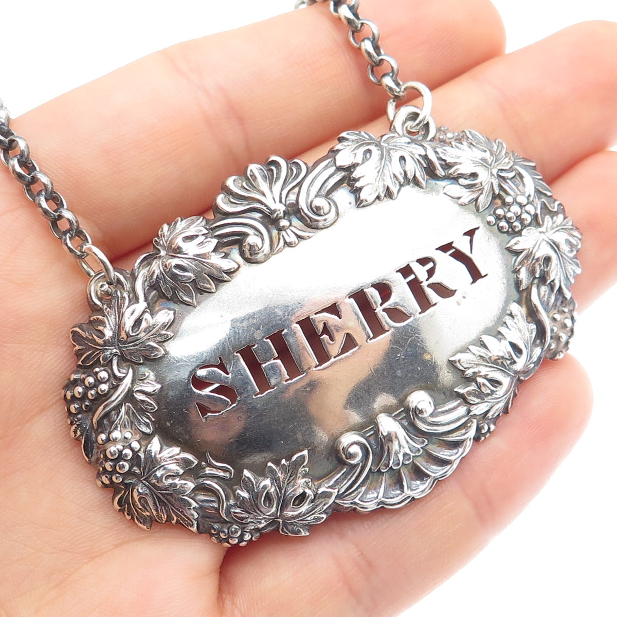 ROBINSON EDKINS & ASTON 925 Sterling Antique 1836 Birmingham Sherry Bottle Tag