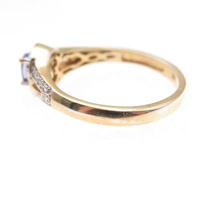 Chuck Clemency Sterling Silver Gold Plated Real Tanzanite & Topaz Ring Size 8.25