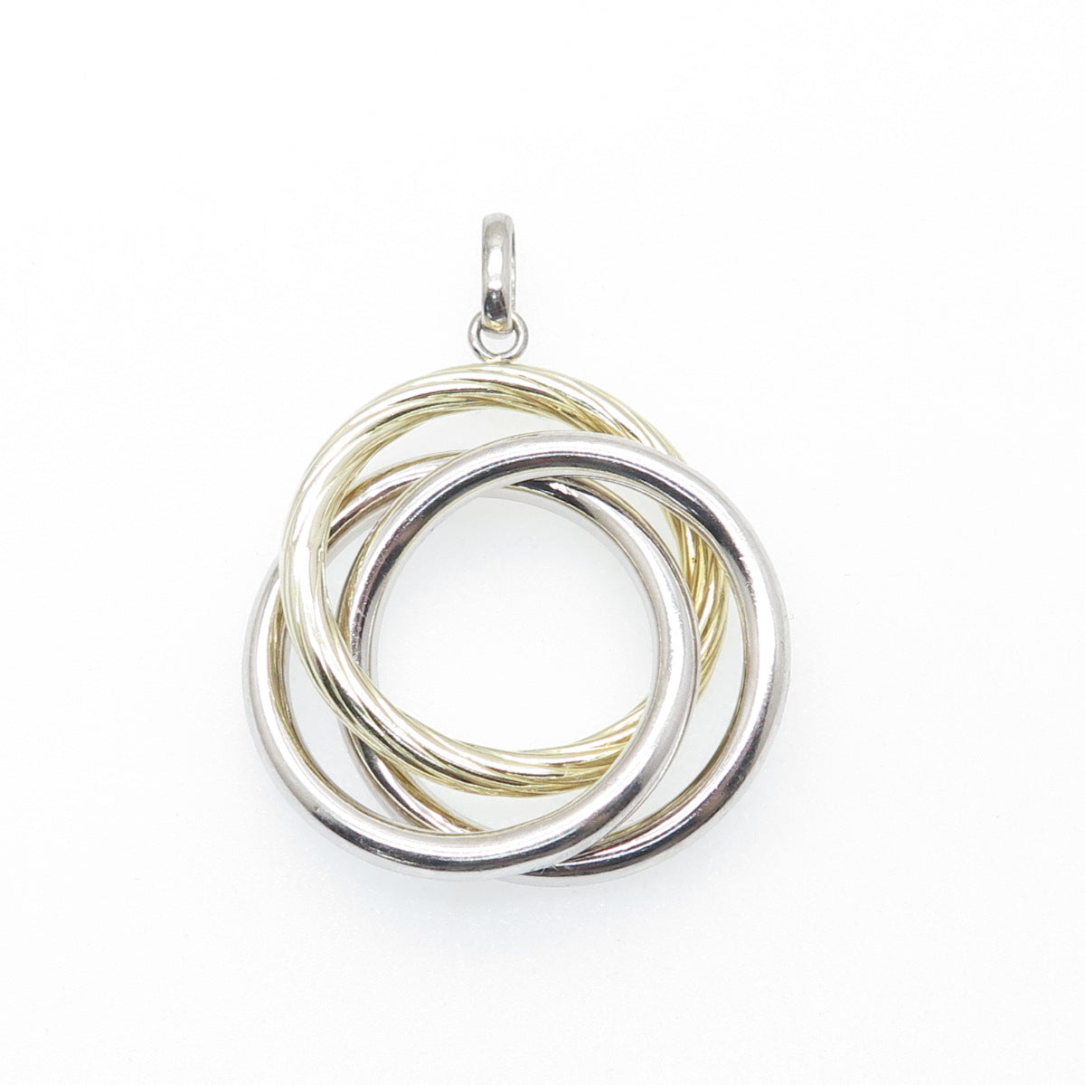 925 Sterling Silver 2-Tone Vintage Interlocked Trinity Knot Charm Pendant