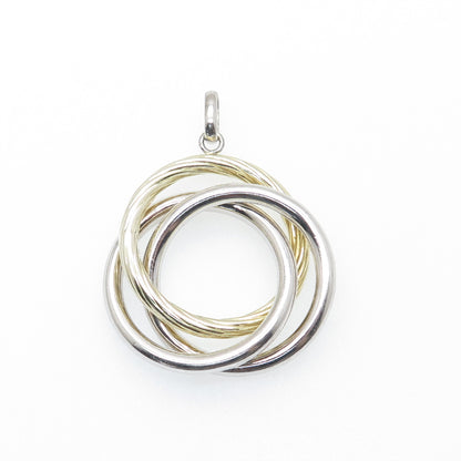 925 Sterling Silver 2-Tone Vintage Interlocked Trinity Knot Charm Pendant