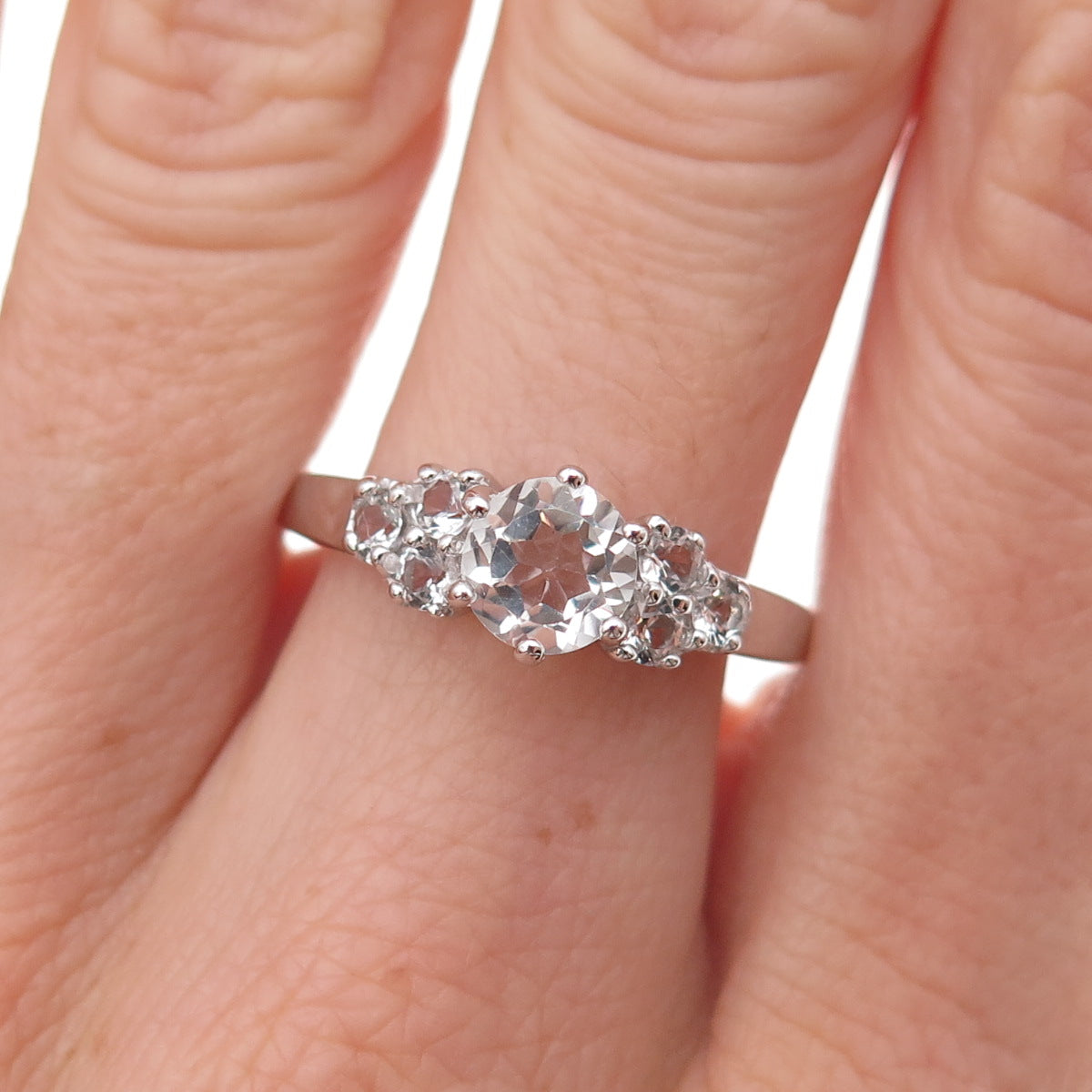 Bradford 925 Sterling Silver Real White Topaz Engagement Ring Size 9.25