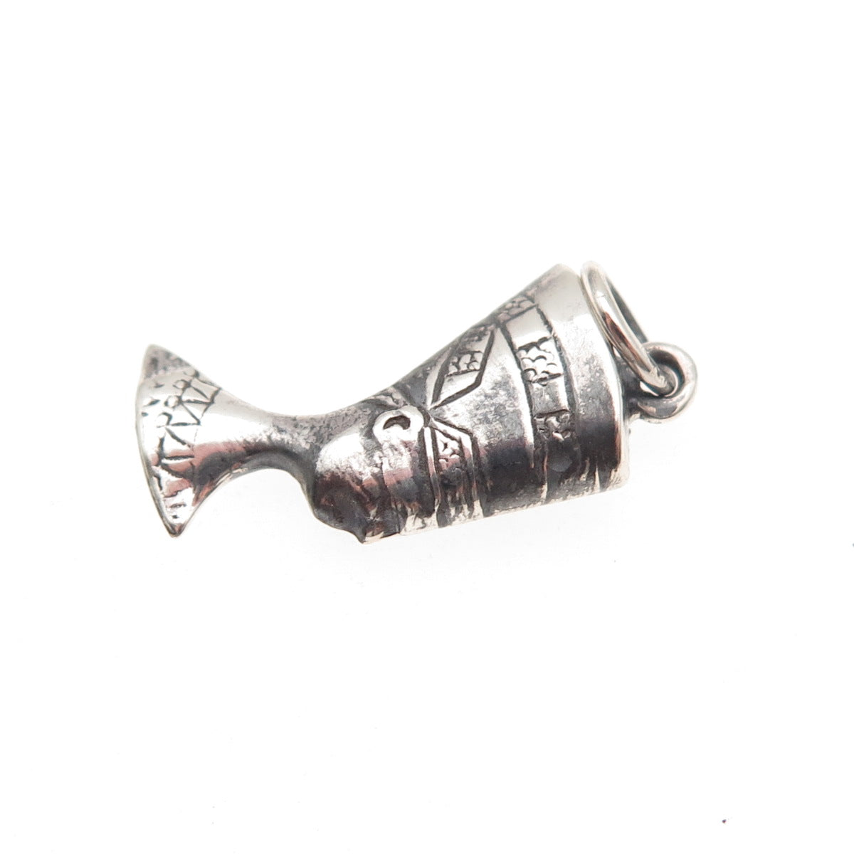 925 Sterling Silver Vintage Egyptian Nefertiti Oxidized Mini Charm Pendant