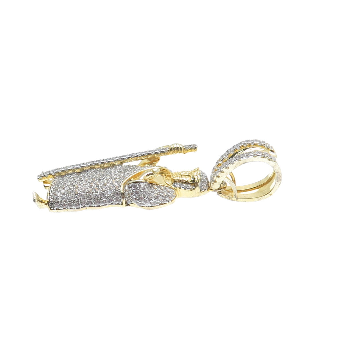 925 Sterling Silver Gold Plated Round-Cut C Z Saint Jude Thaddeus Pendant