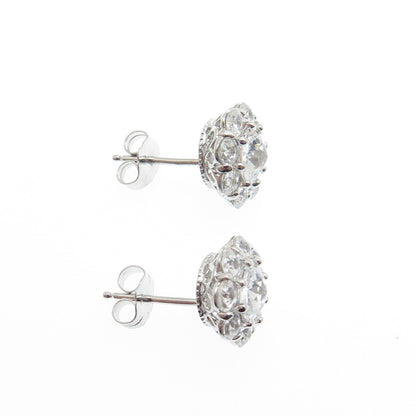 925 Sterling Silver Round-Cut Shaped C Z Stud Earrings