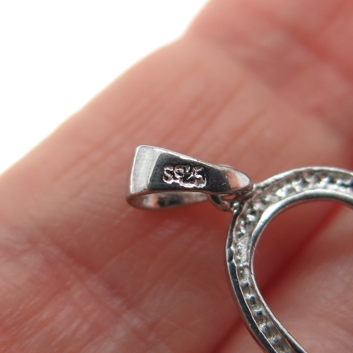 925 Sterling Silver Round-Cut C Z Heart Minimalist Charm Pendant