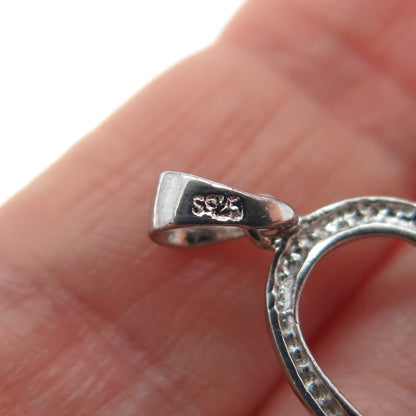 925 Sterling Silver Round-Cut C Z Heart Minimalist Charm Pendant