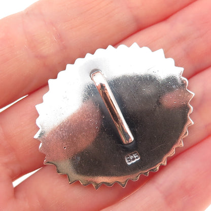 925 Sterling Silver Vintage Real Pink Tourmaline Om Mantra Slide Pendant