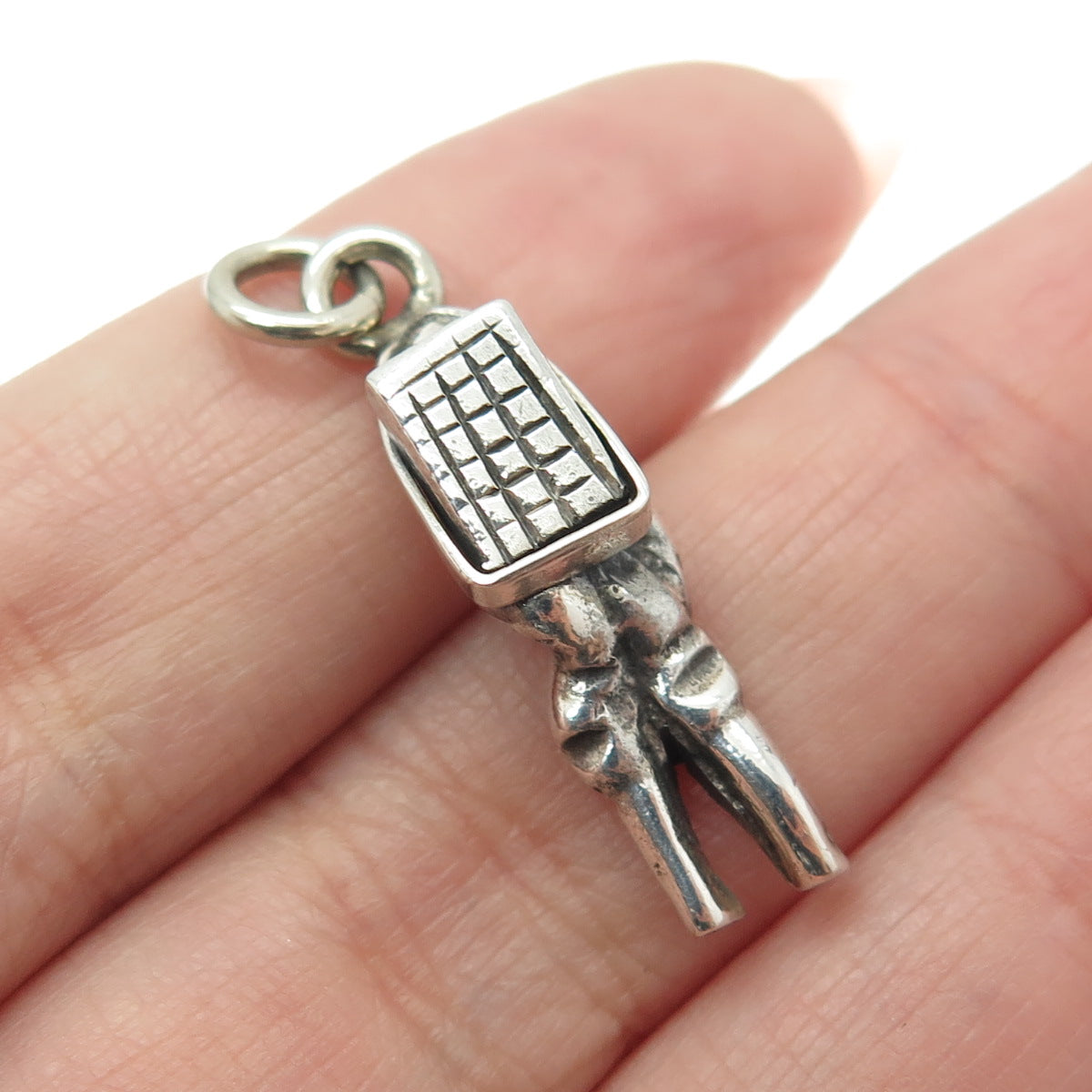 925 Sterling Silver Vintage Gold Miner 3D Charm Pendant