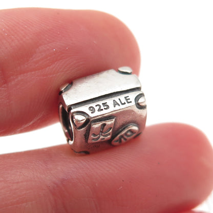 Pandora 925 Sterling Silver Paris Travel Suitcase Slide Bead Charm