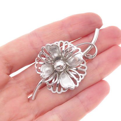 Forstner 925 Sterling Silver Antique Art Deco Flower Pin Brooch