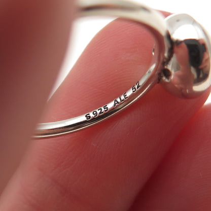 Pandora 925 Sterling Silver Faux Pearl Droplet Ring Size 6