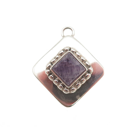Carol Felley 925 Sterling Silver Vintage 1991 Real Amethyst Charm Pendant