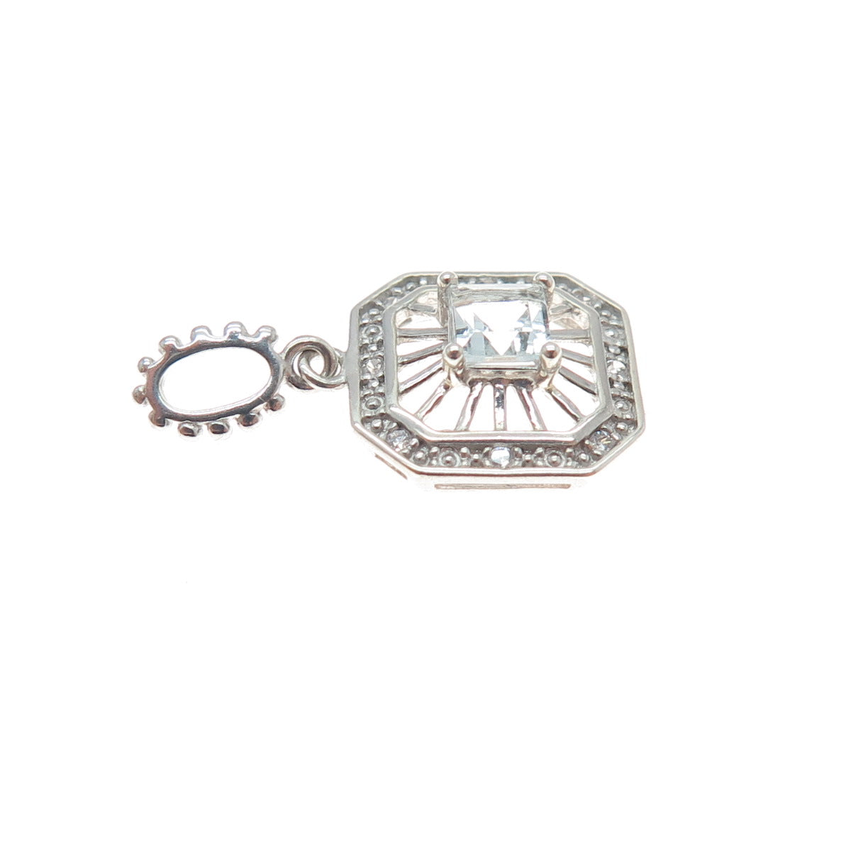 NEVADA 925 Sterling Silver Real Light Blue Aquamarine & C Z Mini Charm Pendant