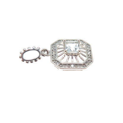 NEVADA 925 Sterling Silver Real Light Blue Aquamarine & C Z Mini Charm Pendant