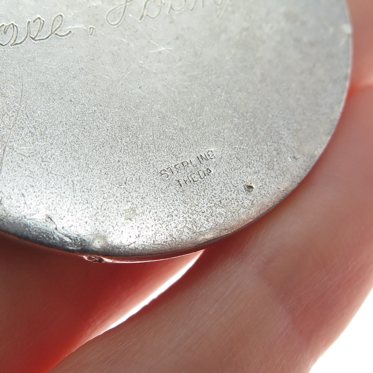 THEDA 925 Sterling Silver Vintage Engraved Jesus Religious Medal Pendant