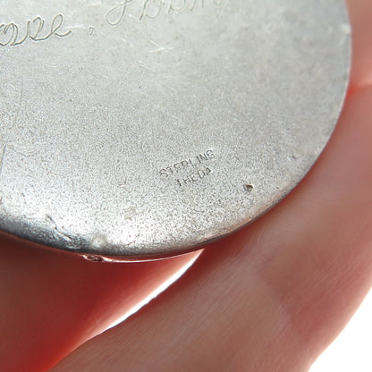 THEDA 925 Sterling Silver Vintage Engraved Jesus Religious Medal Pendant