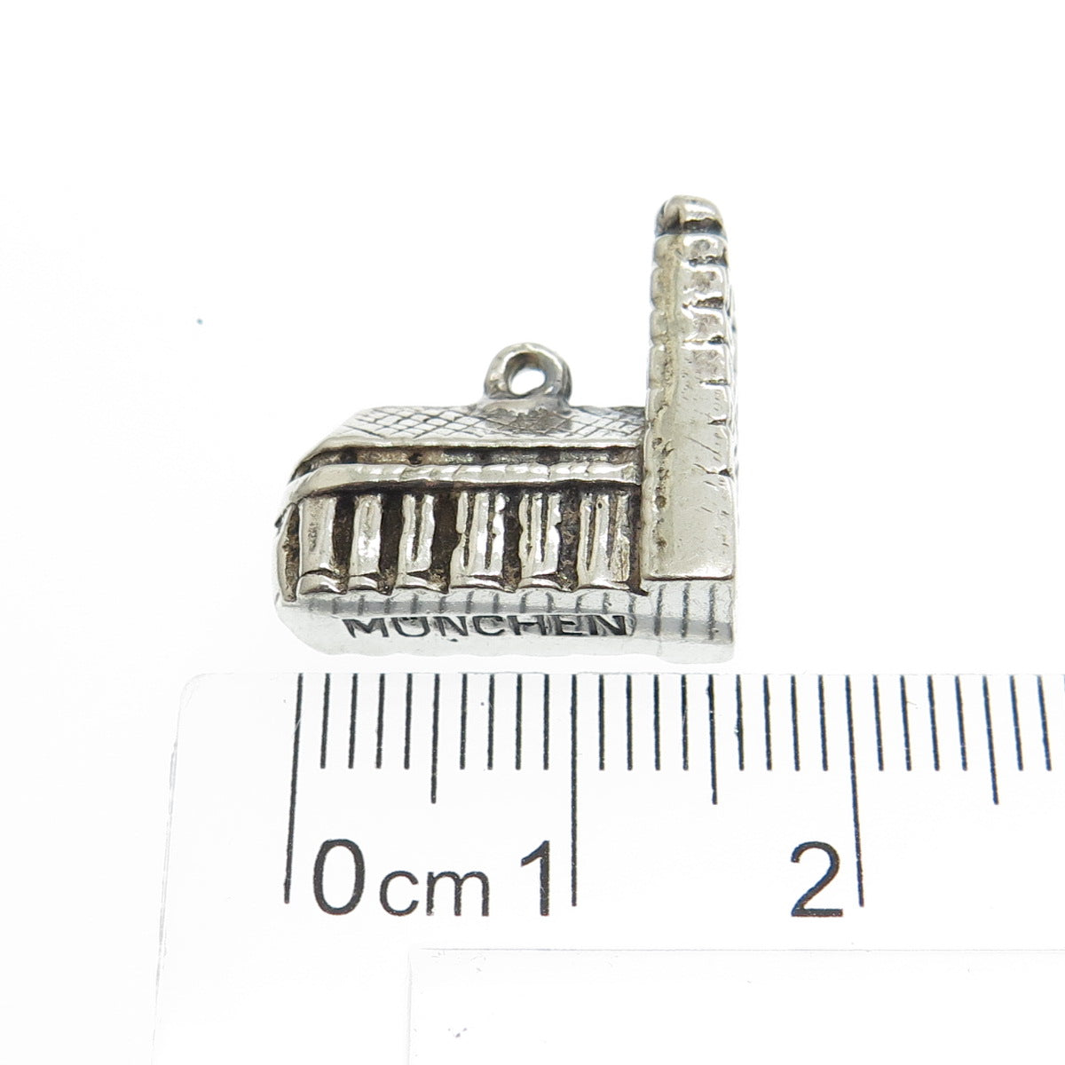 800 Silver Antique Germany Munich Landmark Minimalist 3D Charm Pendant