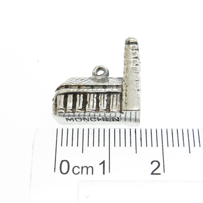 800 Silver Antique Germany Munich Landmark Minimalist 3D Charm Pendant