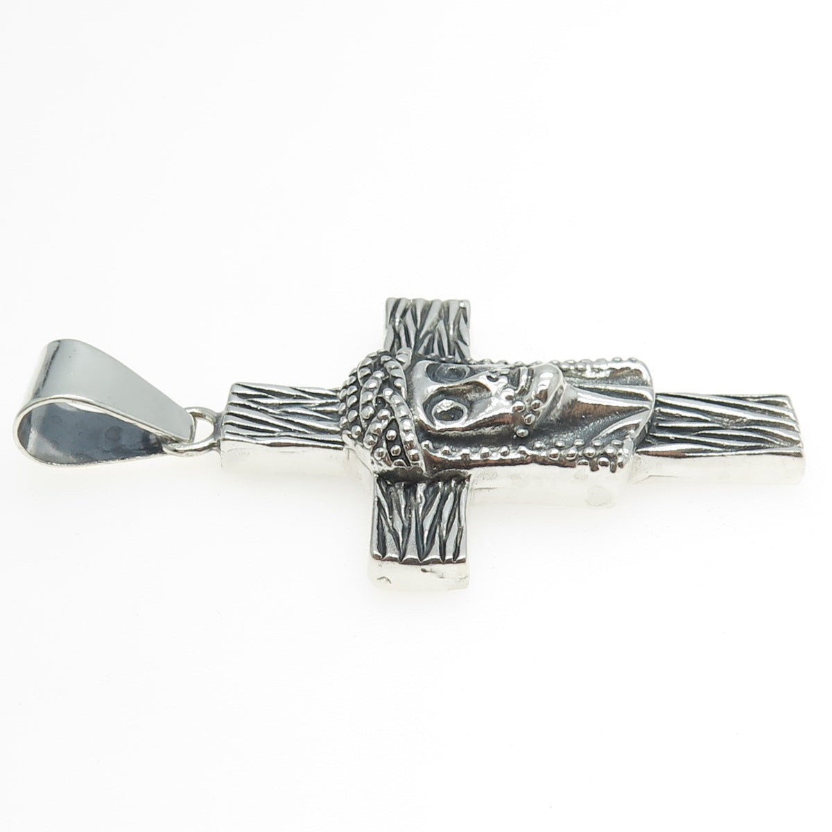 950 Silver Vintage Jesus Cross Oxidized Pendant