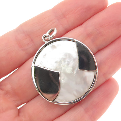 925 Sterling Silver Vintage 1974 IFH London Real MOP Modernist Charm Pendant
