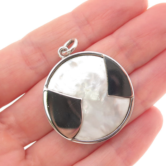 925 Sterling Silver Vintage 1974 IFH London Real MOP Modernist Charm Pendant