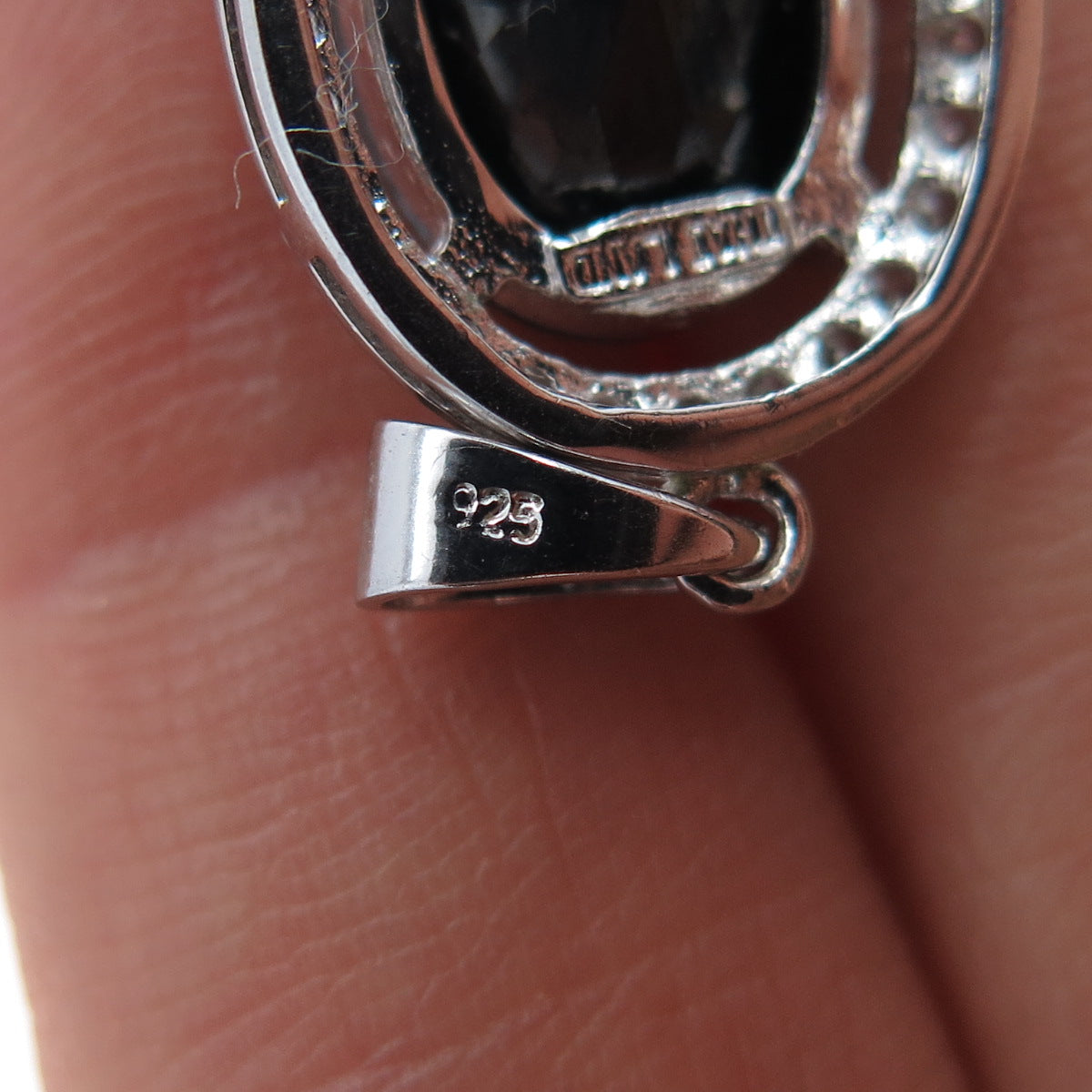 HAN 925 Sterling Silver Real Hematite & C Z Charm Pendant