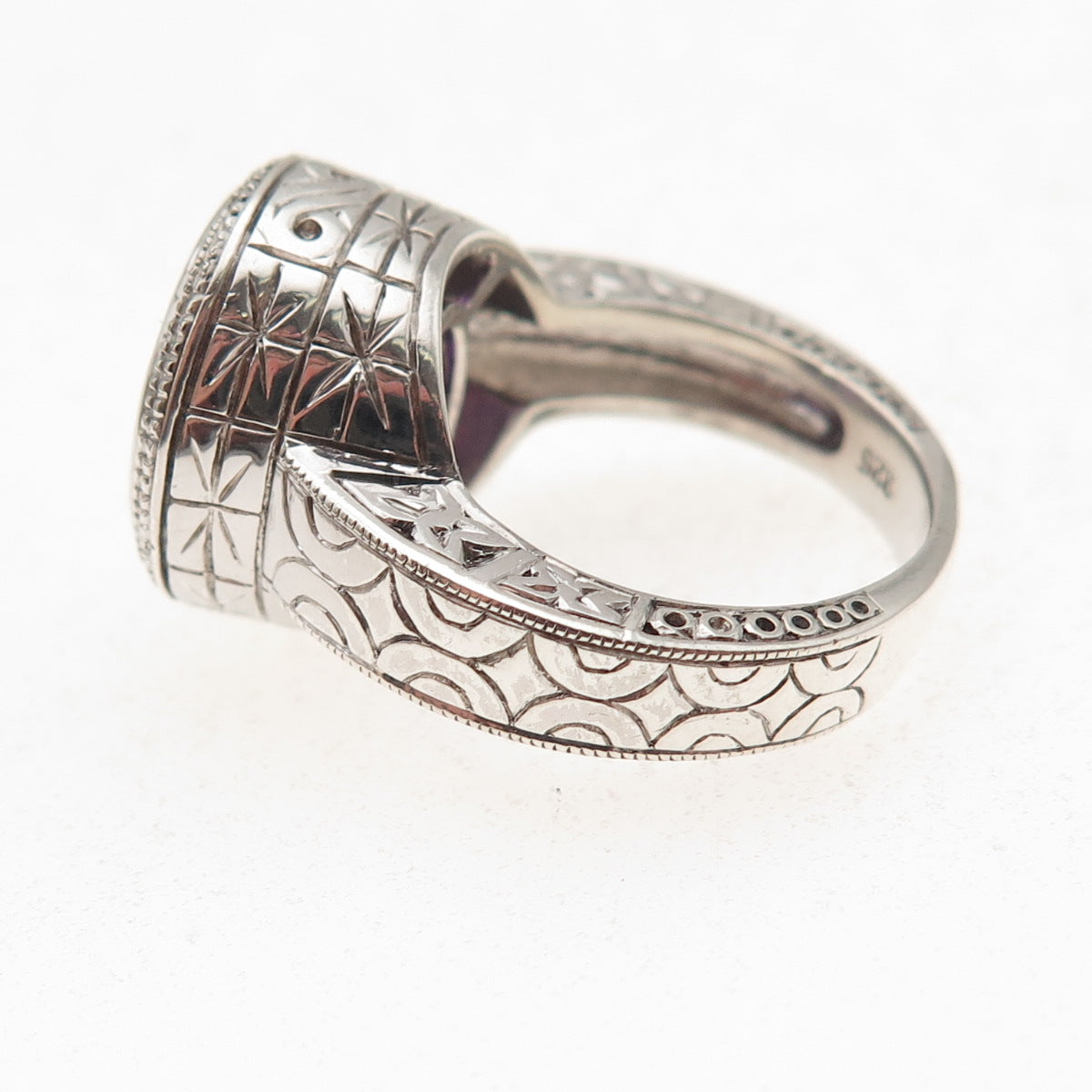 Ben Kho Gems 925 Sterling Silver Real Round-Cut Amethyst Ring Size 6.5