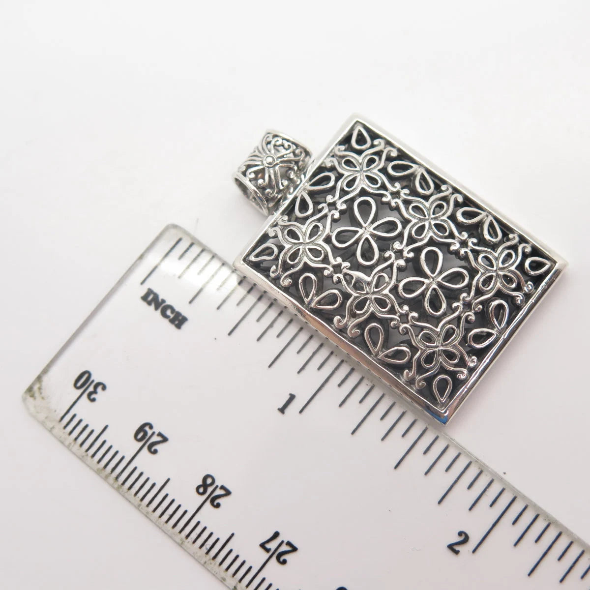 925 Sterling Silver Vintage Ornate Cutout Slide Pendant