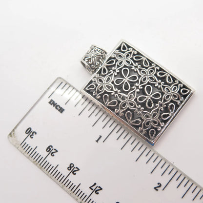 925 Sterling Silver Vintage Ornate Cutout Slide Pendant