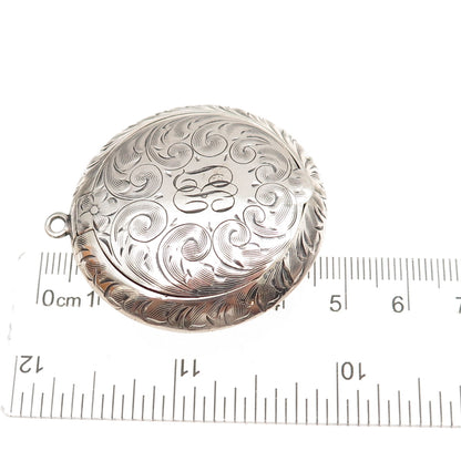 Unger Bros 925 Sterling Silver Antique Art Deco Chatelaine Powder / Pill Box