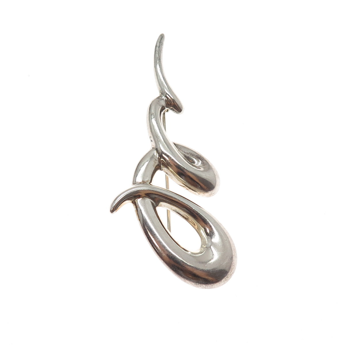 CNA PRANDA 925 Sterling Silver Vintage Modernist Twisted Pin Brooch