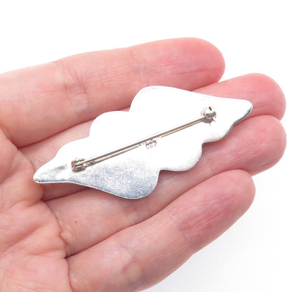 925 Sterling Silver 2-Tone Vintage Modernist Wavy Pin Brooch