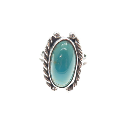 Old Pawn 925 Sterling Silver Vintage PG Navajo Kingman Turquoise Ring Size 5.25