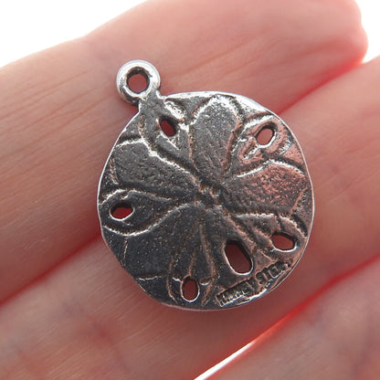 KINNEY 925 Sterling Silver Vintage Sand Dollar Oxidized Minimalist Charm Pendant