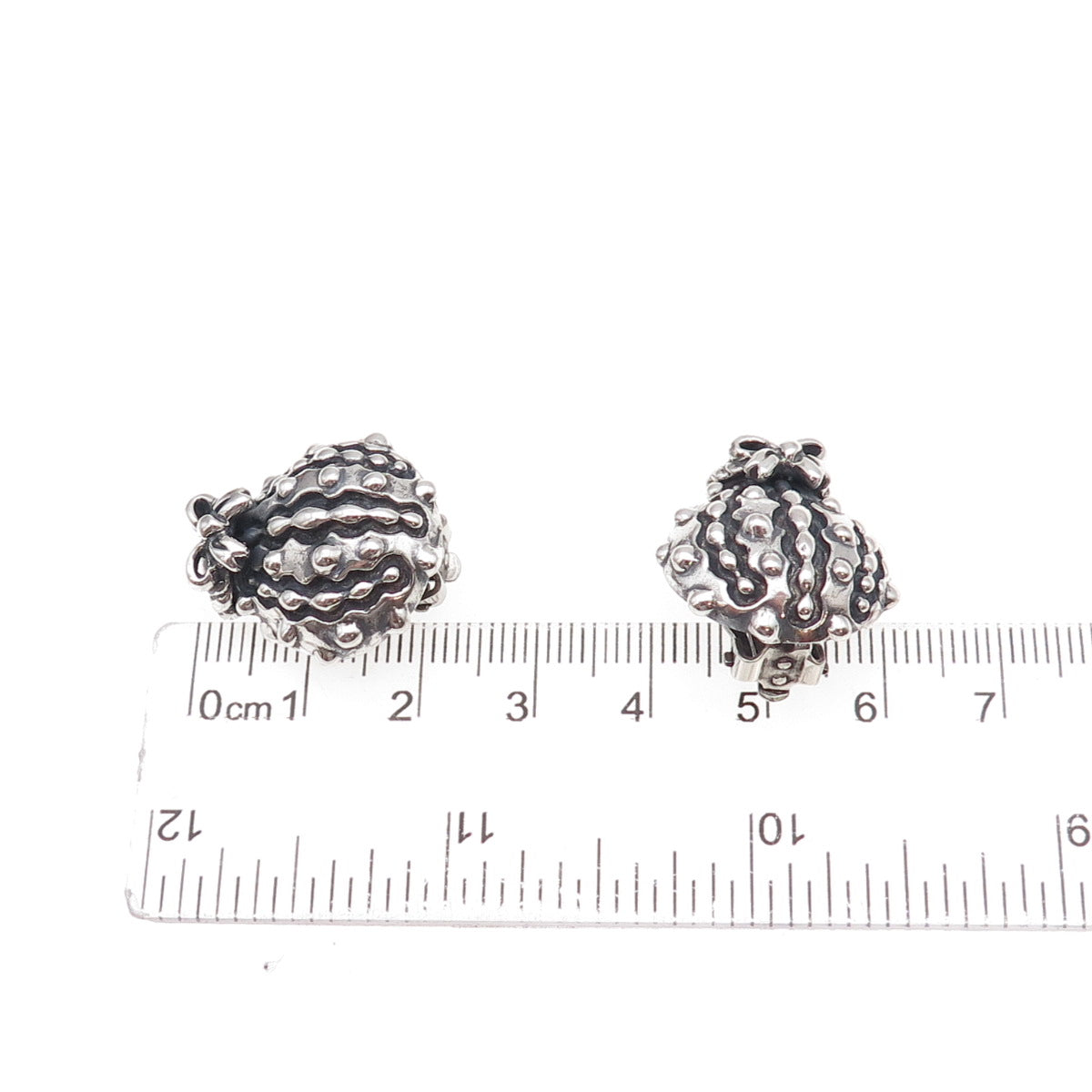 Dian Malouf 925 Sterling Silver Vintage Modernist Bow Oxidized Clip On Earrings