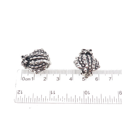 Dian Malouf 925 Sterling Silver Vintage Modernist Bow Oxidized Clip On Earrings