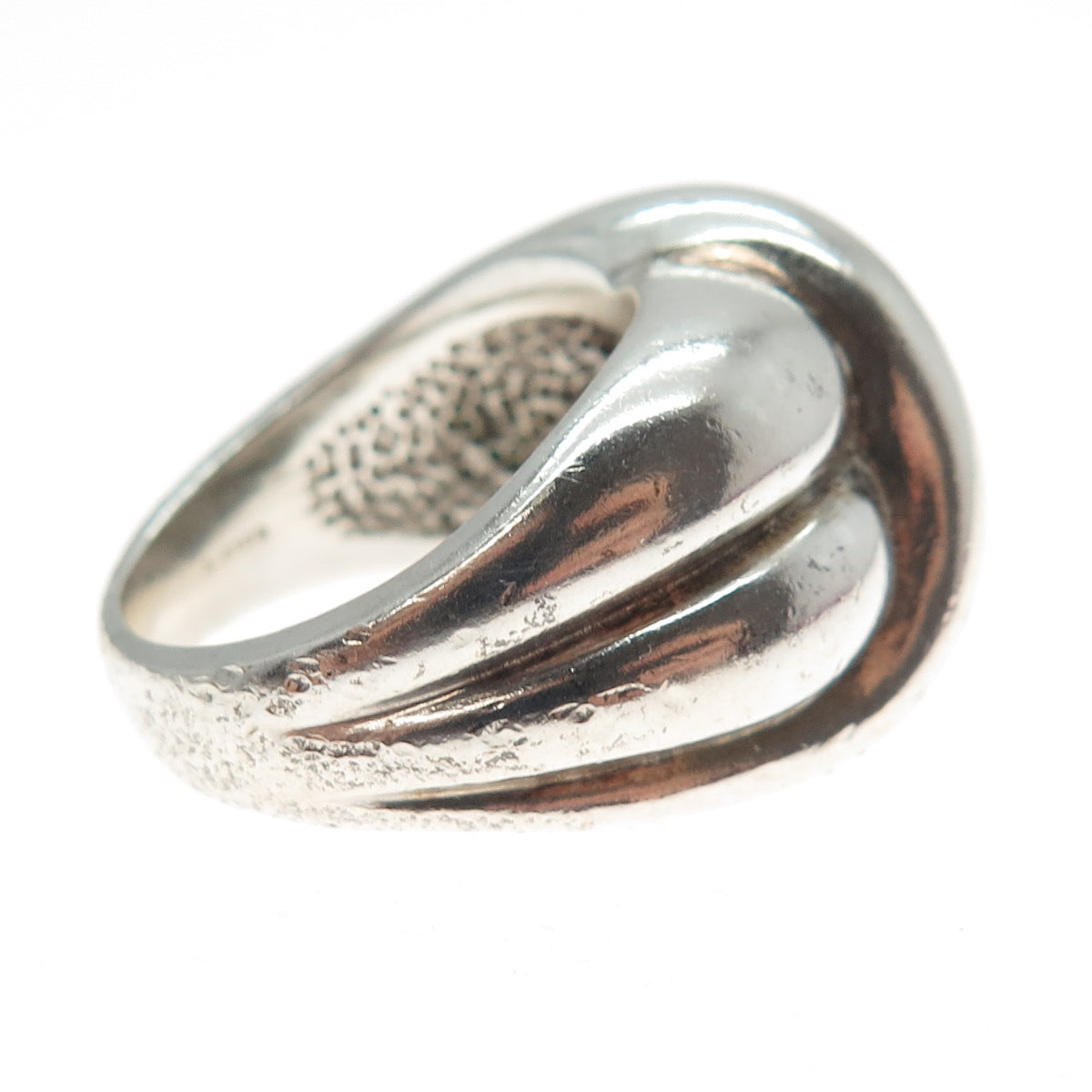 925 Sterling Silver Vintage Modernist Crisscrossed Dome Ring Size 7.25