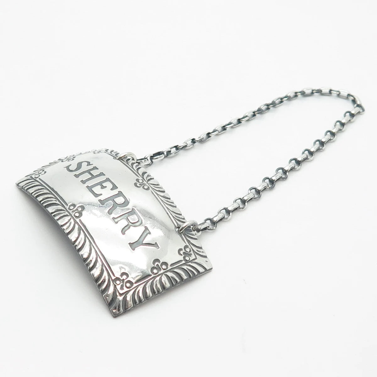 925 Sterling Silver Vintage Stieff Williamsburg "Sherry" Bottle Tag