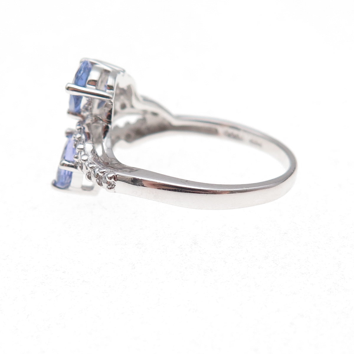 925 Sterling Silver Real Diamond Accent & Tanzanite Ring Size 8