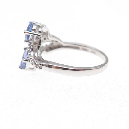925 Sterling Silver Real Diamond Accent & Tanzanite Ring Size 8
