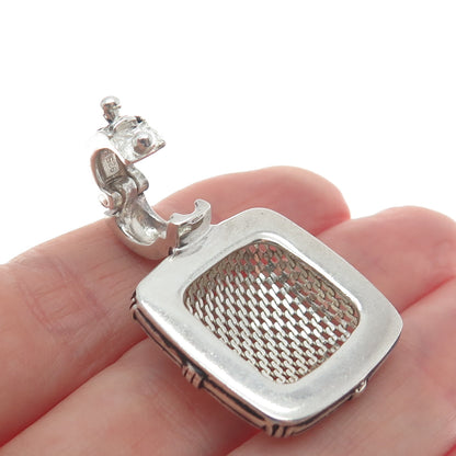 ESPO SIG Joseph Esposito 925 Sterling Silver Vintage Mesh Dome Oxidized Pendant