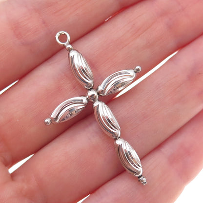 925 Sterling Silver Cross Beaded Charm Pendant