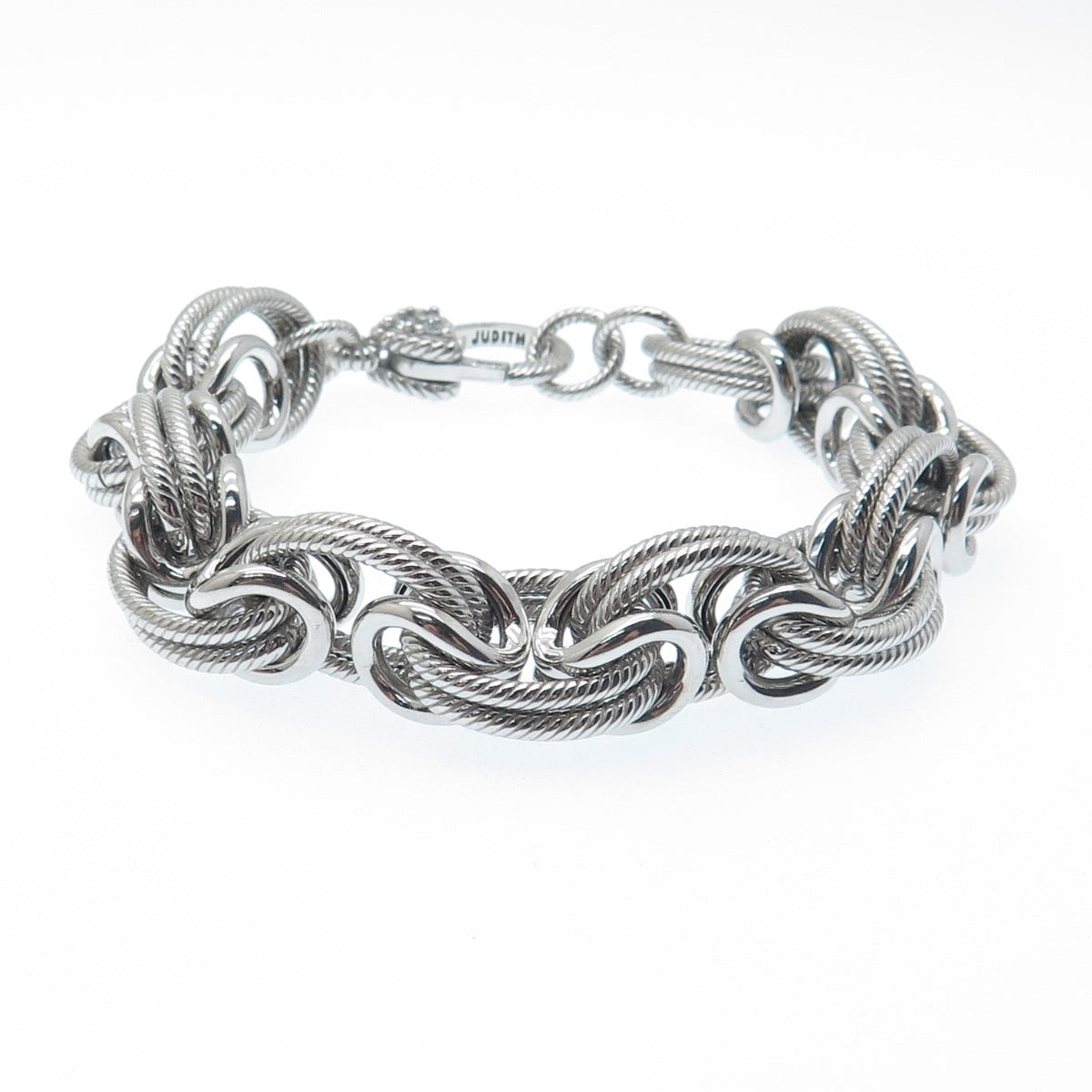 JUDITH RIPKA 925 Sterling Silver Round-Cut C Z Multi-Circle Link Bracelet 7"