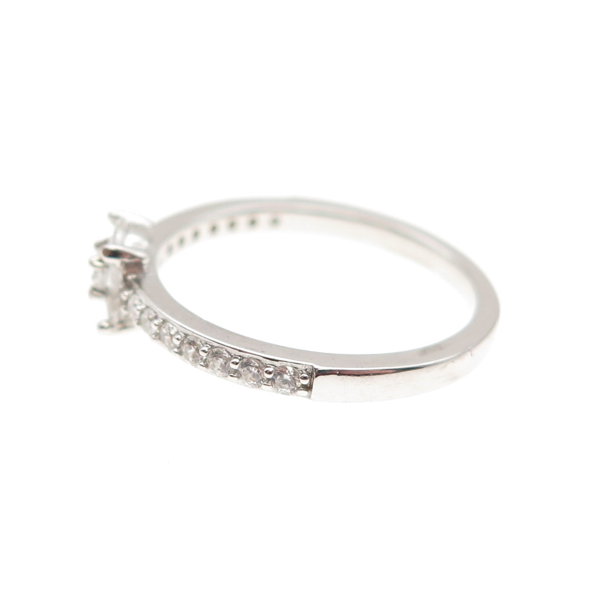 DSMK 925 Sterling Silver Round-Cut C Z Engagement Ring Size 7.25