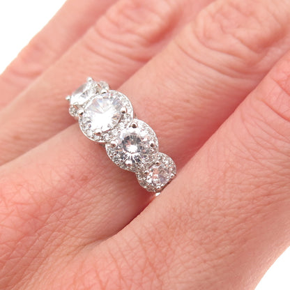 925 Sterling Silver Round-Cut C Z Engagement Ring Size 7.25