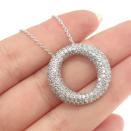 925 Sterling Silver Italy Round-Cut C Z Letter "O" Cable Chain Necklace 16-18"