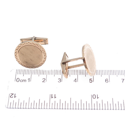 AVEDON 925 Sterling Silver Rose Gold Plated Vintage Round Cufflinks