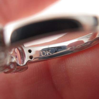 925 Sterling Silver Oval-Cut Pink & Round-Cut White C Z Ring Size 5